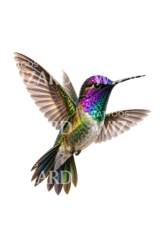 Tattoo med violetkronet kolibri