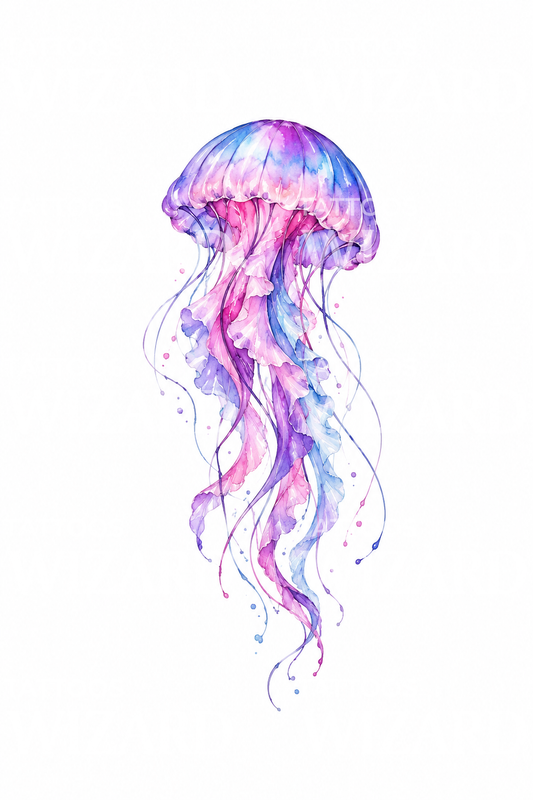 Violet Jellyfish Watercolor Tattoo Design