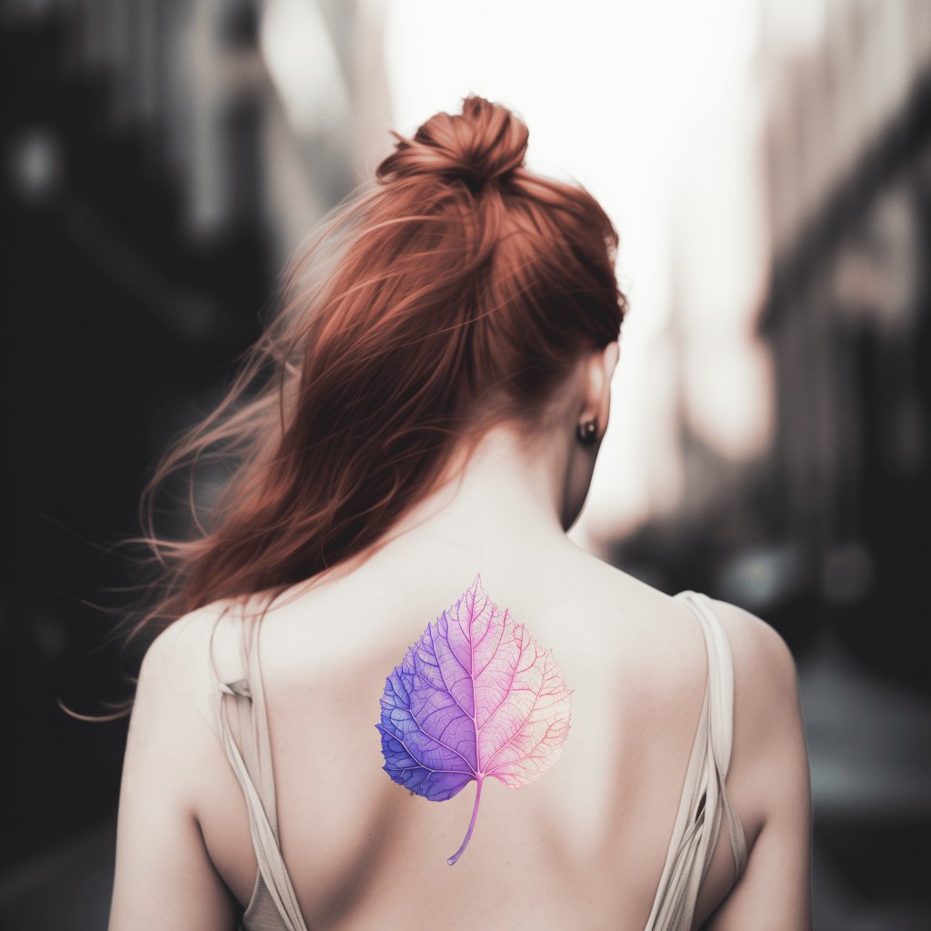 Violet Vein Leaf Tattoo Idea