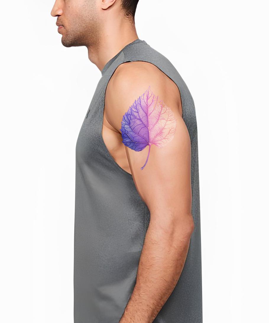 Violet Vein Leaf Tattoo Idea