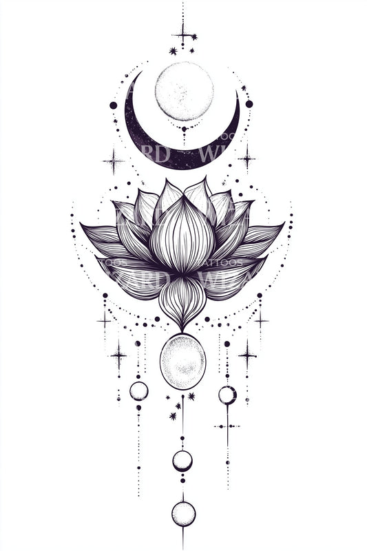 Violet Moon Lotus Tattoo Design
