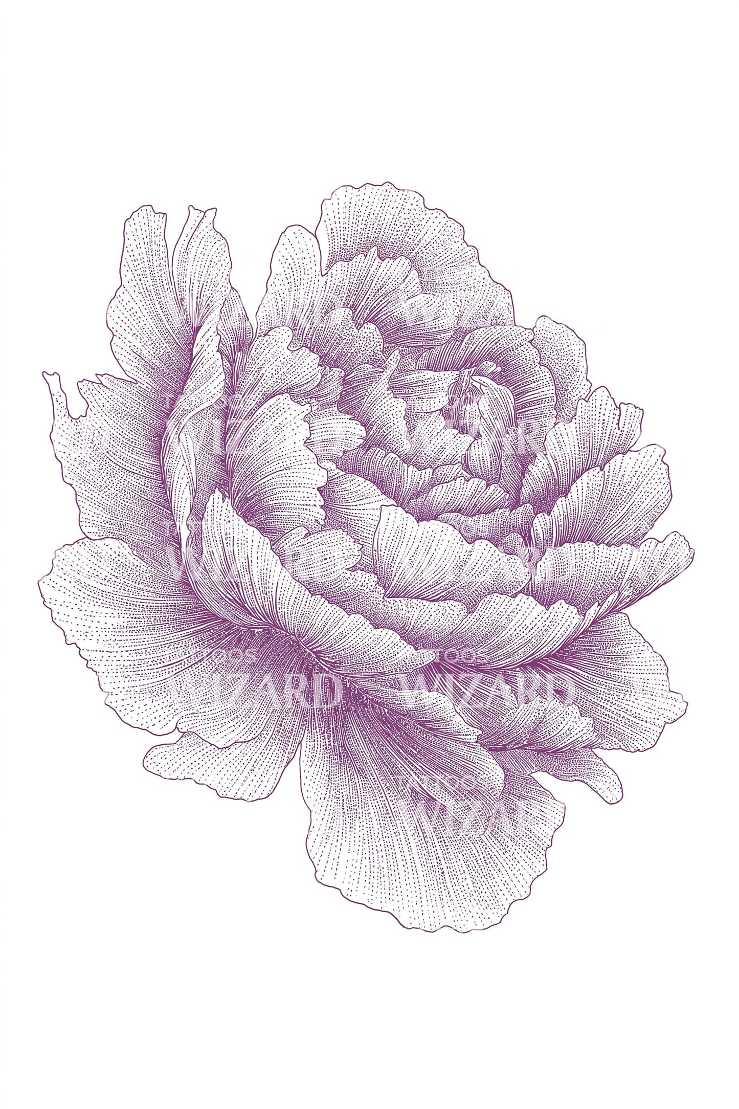 Violet Peony Bloom Tattoo Design