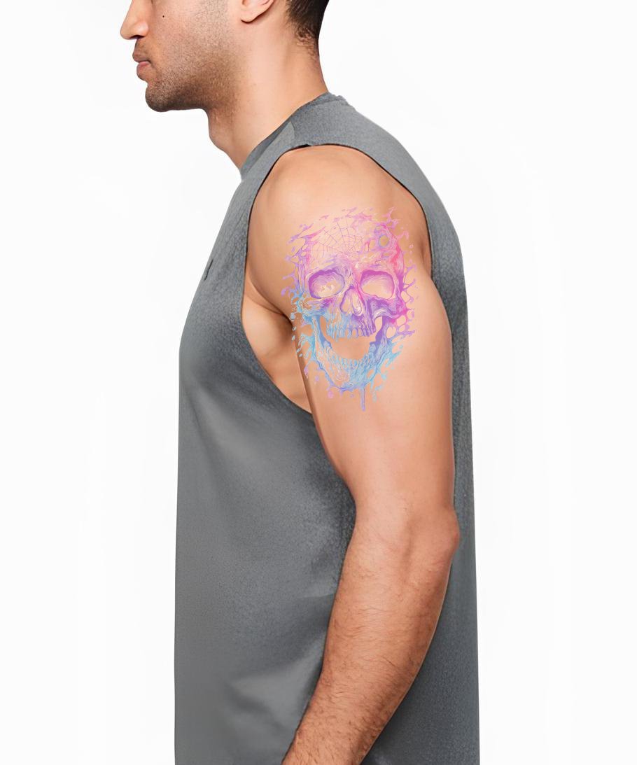 Violet Splash Skull Tattoo Design