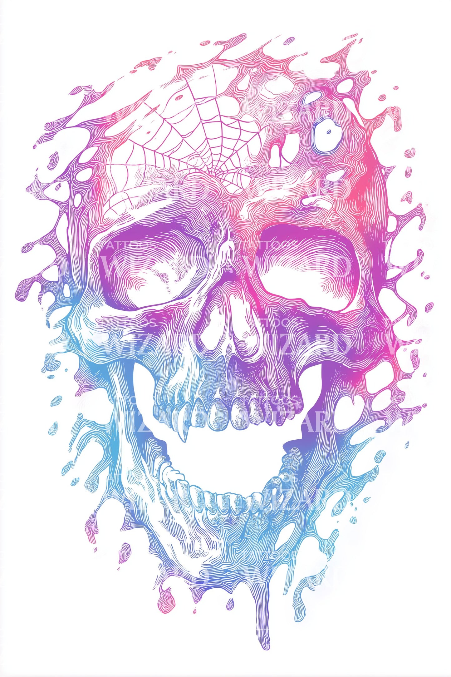 Violet Splash Skull Tattoo Design