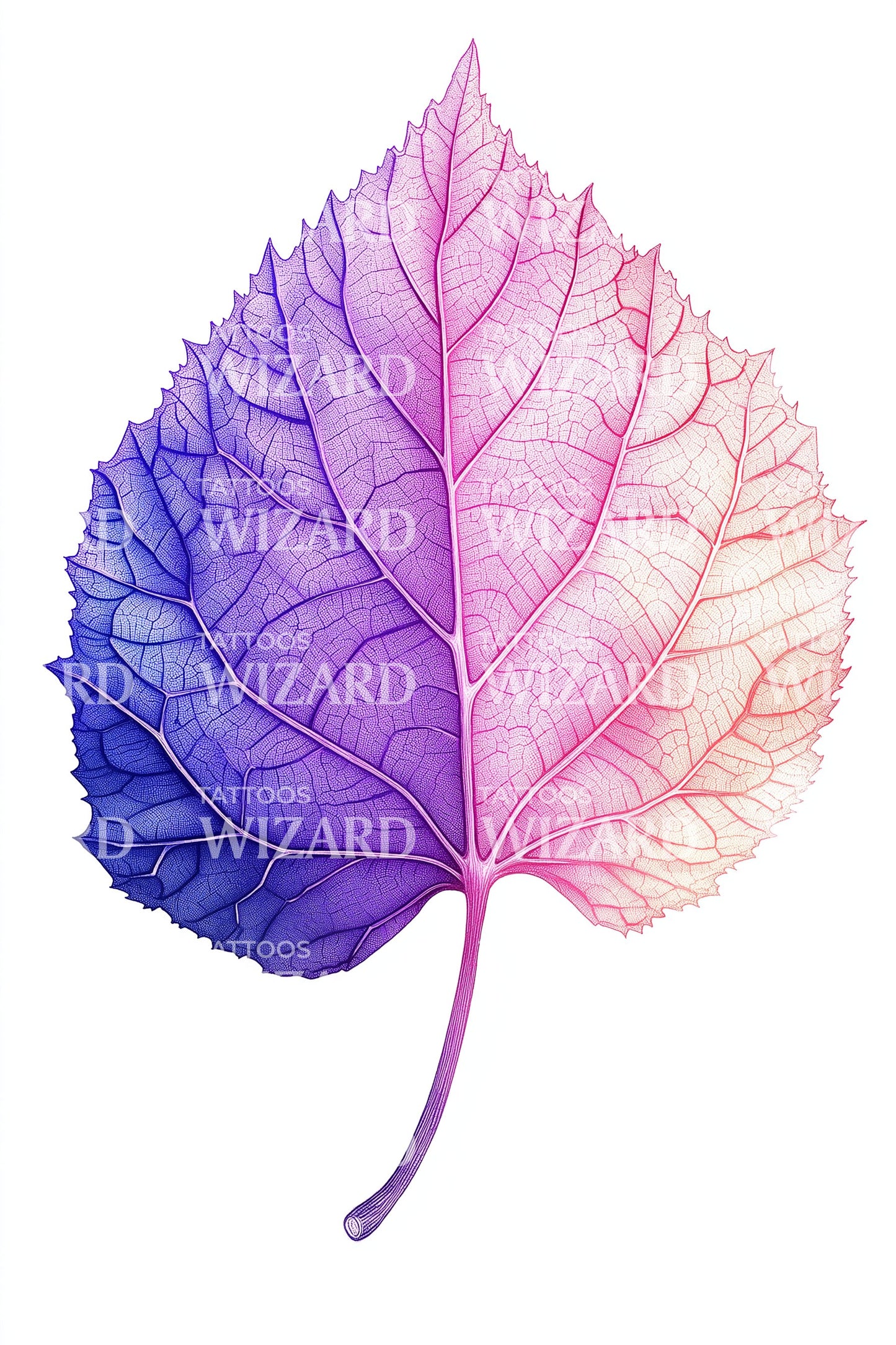 Violet Vein Leaf Tattoo Idea