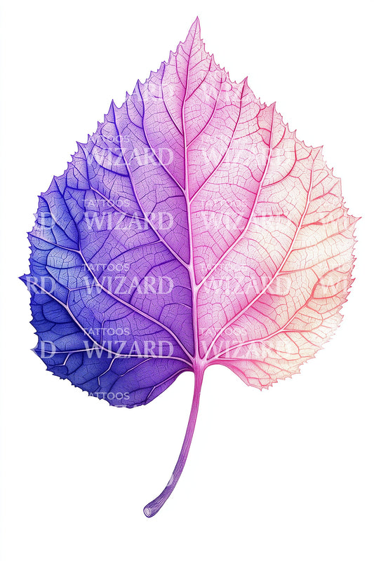 Violet Vein Leaf Tattoo Idea
