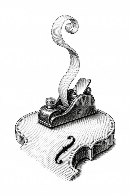 Diseño de tatuaje de cepillo de luthier