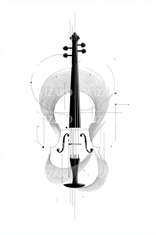 Violin Sacred Geometry Tattoo Design