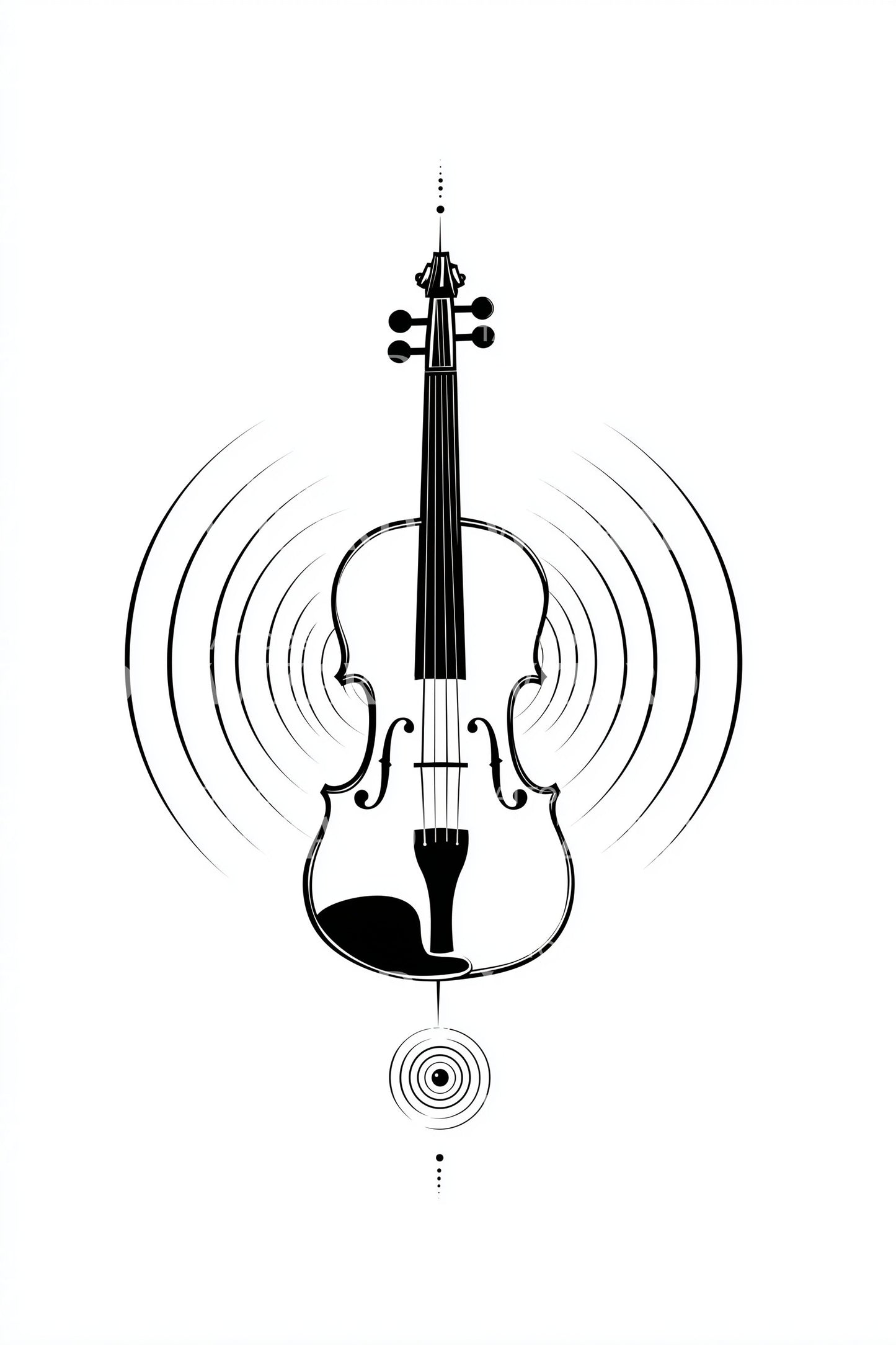 Violin Sound Waves Tattoo Illustration