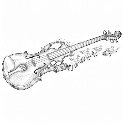 Violin Swan Melody Tattoo Design