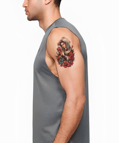 OId School Virgin Mary Mother of Jesus Tattoo Design
