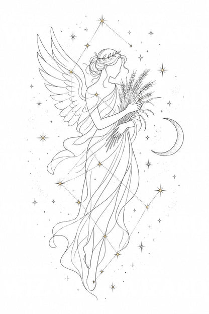 Virgo Constellation Fine Line Tattoo Design