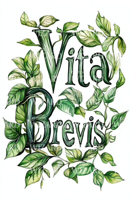 Vita Brevis Ivy Script Tattoo Design