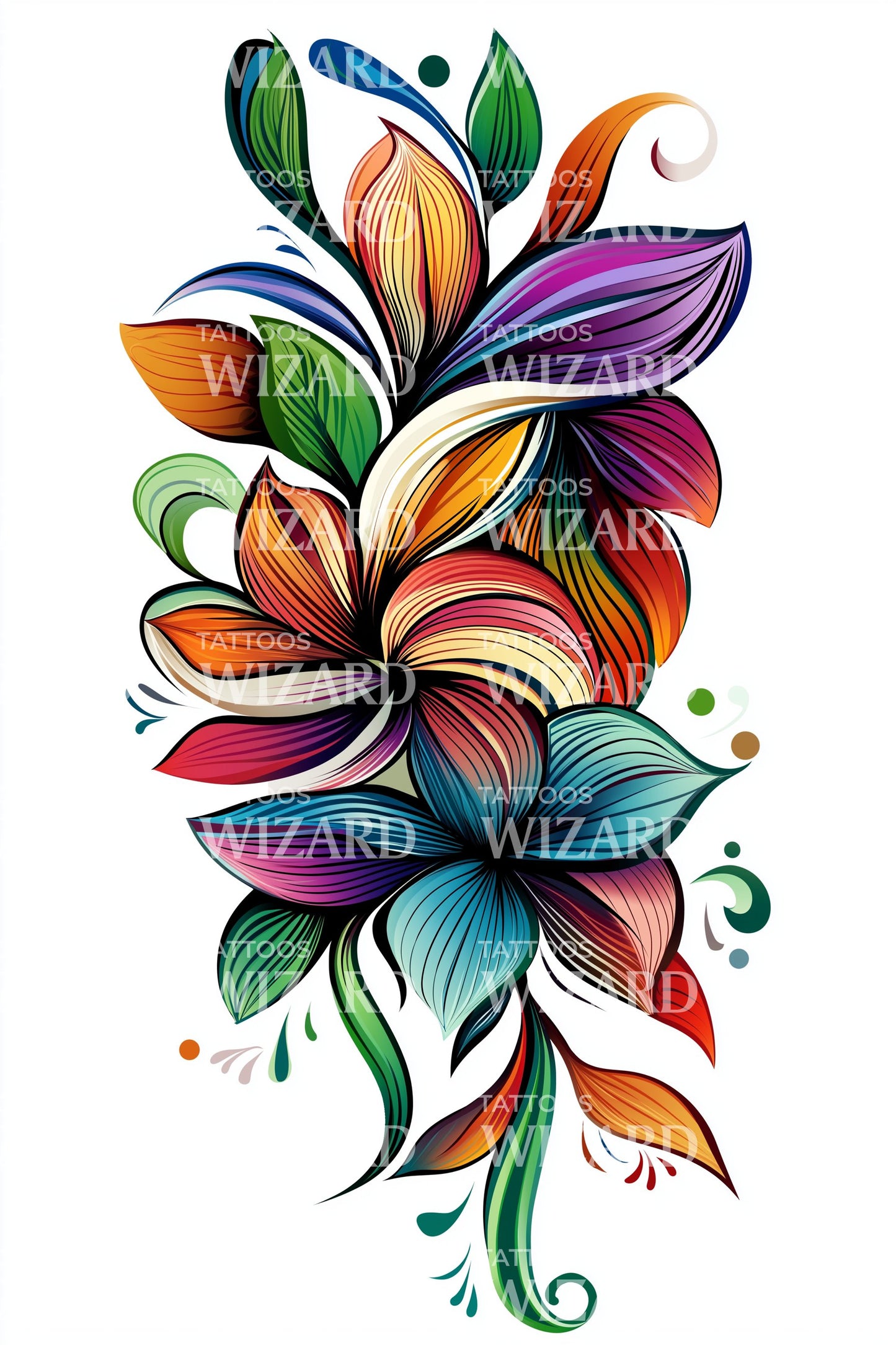 Vivid Lily Spiral Tattoo Design