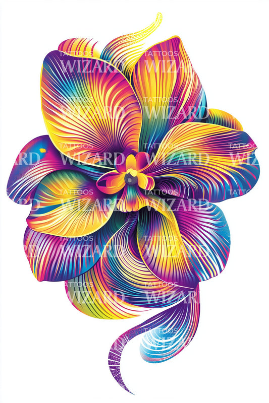 Design de Tatuagem de Orquídea Espiral Vívida