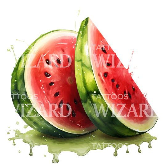 Watercolor Watermelon Tattoo Design