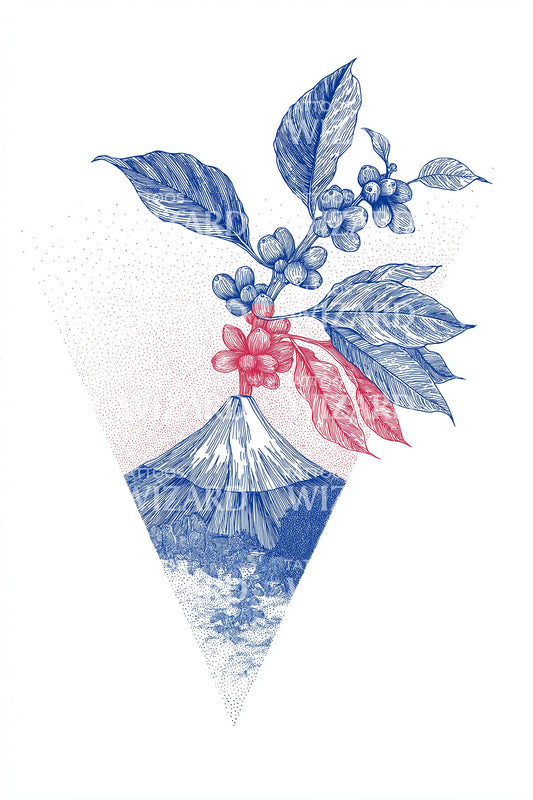 Volcano Flora Triangle Tattoo Design