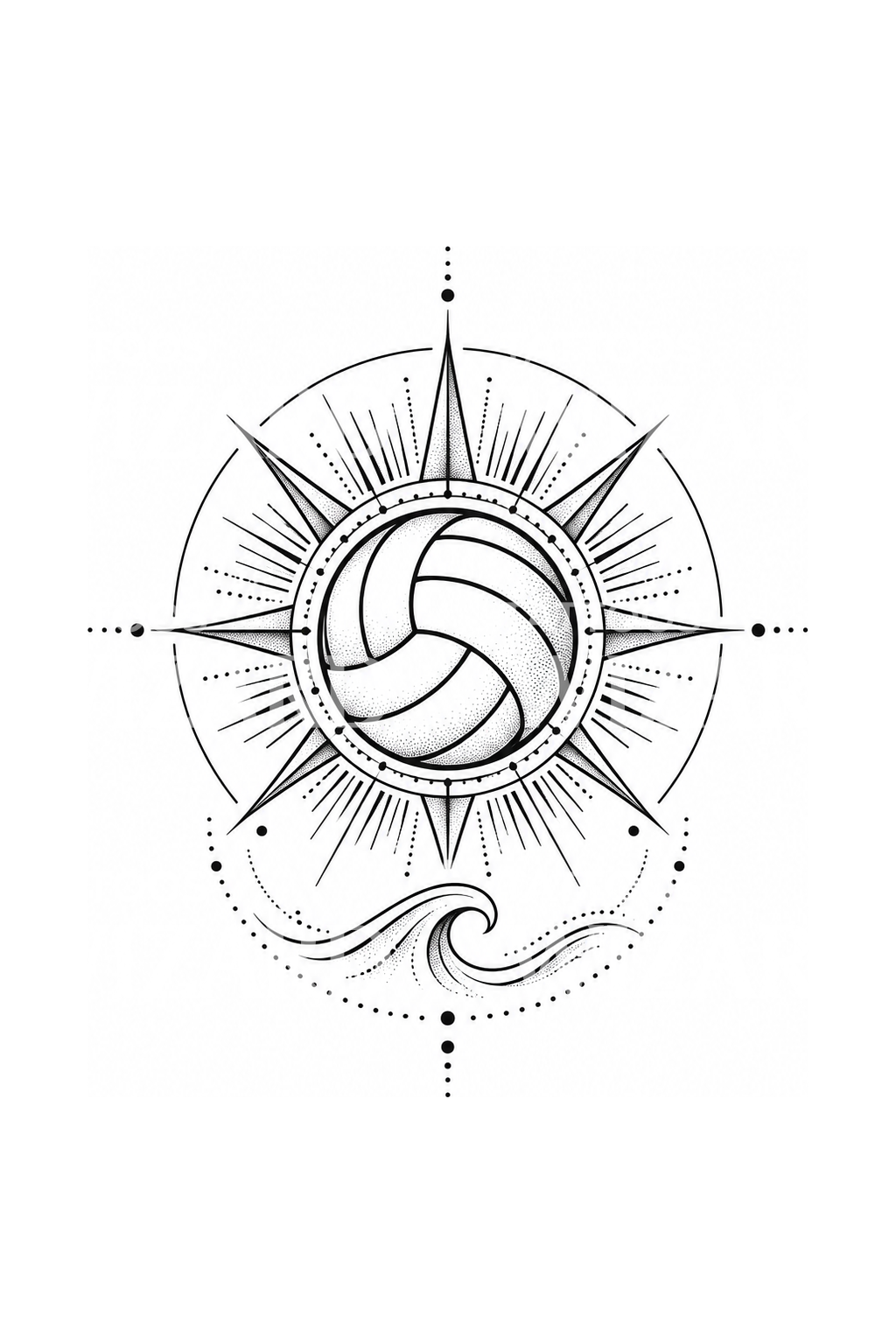 Wave Tattoo Pattern Volleyball Geometric Sun and Wave Tattoo – Tattoos Wizard Designs