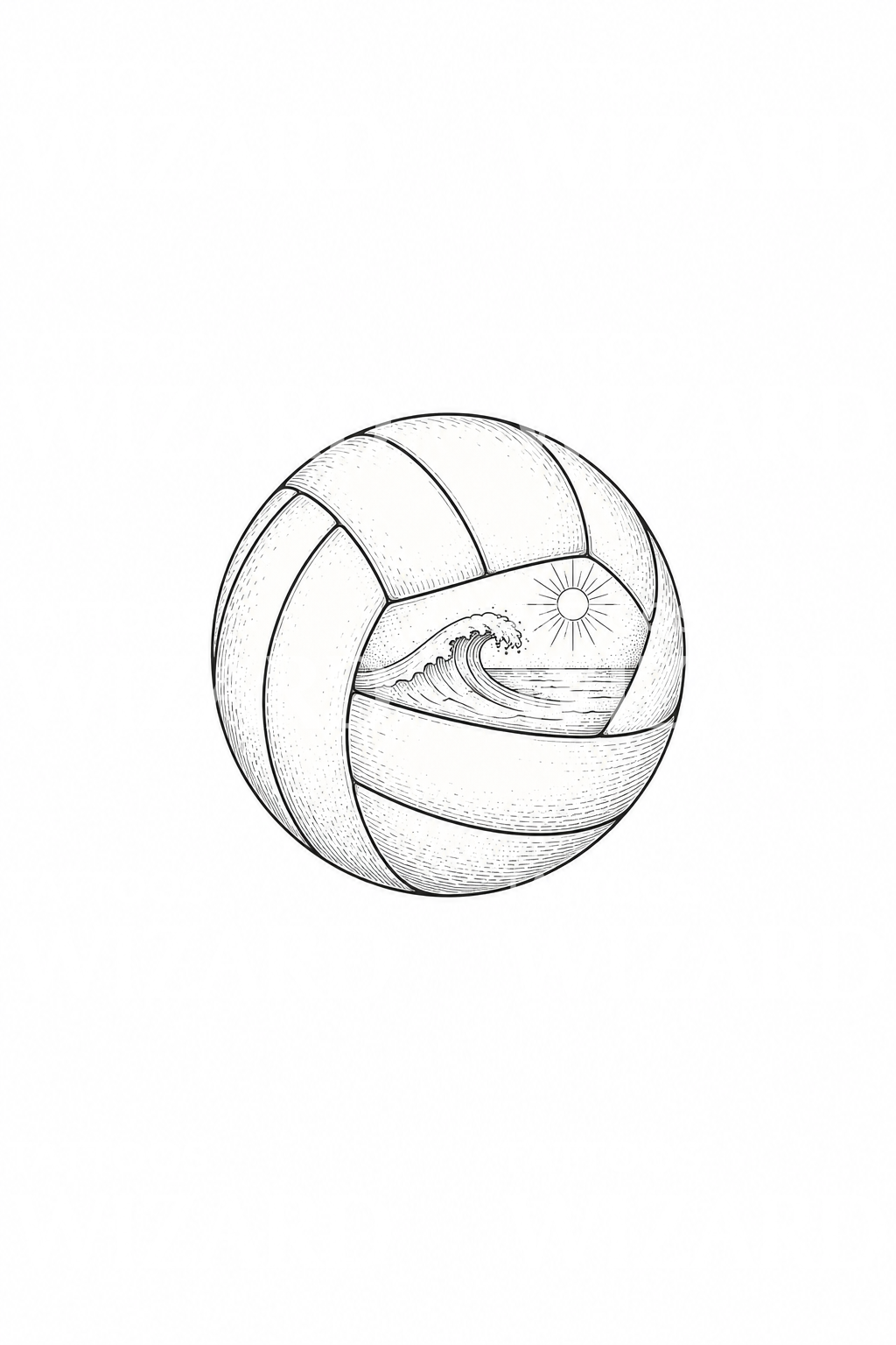 Wave Tattoo Pattern Volleyball with Wave and Sun Fine Line Tattoo – Tattoos Wizard Designs