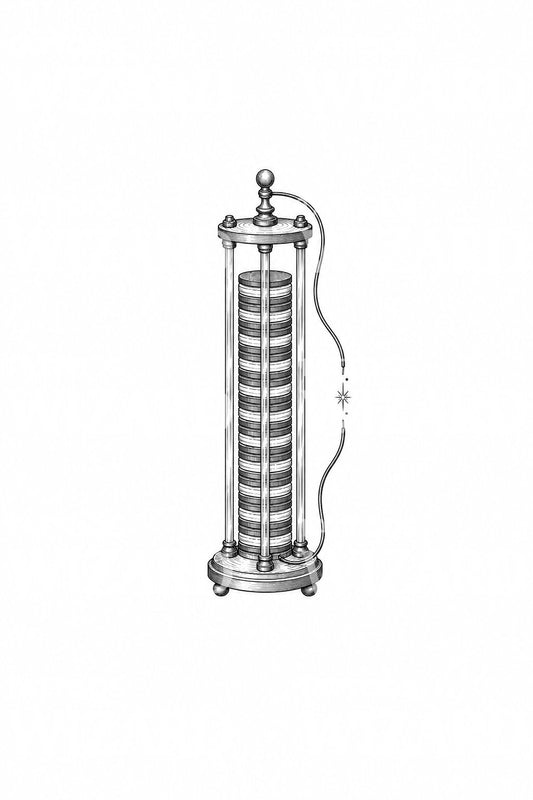 Voltaic Pile First Battery Tattoo Design