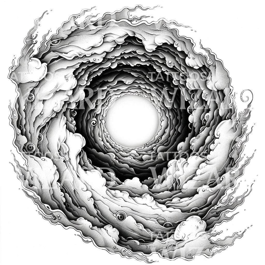 Vortex Portal of Clouds Tattoo Illustration