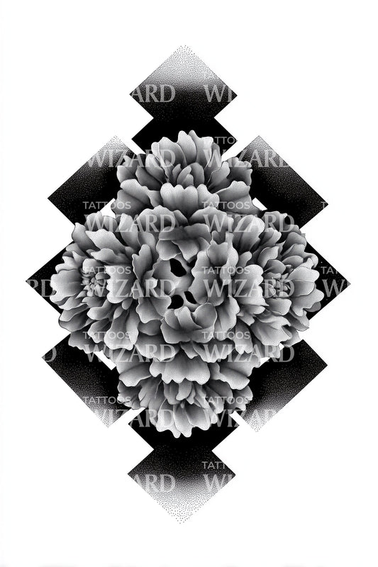 Diseño de tatuaje de diamante flor voxel