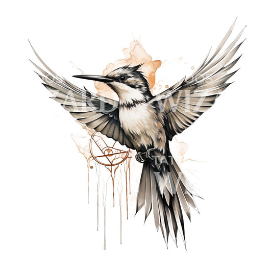 Conception de tatouage d'éclaboussures d'oiseaux et d'aquarelle