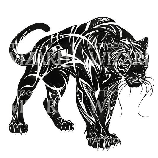 Tribal Walking Panther Tattoo Design
