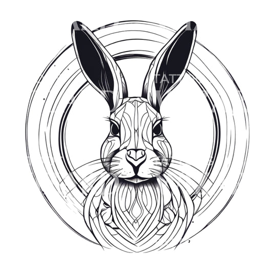 Conception de tatouage de cercle de lapin