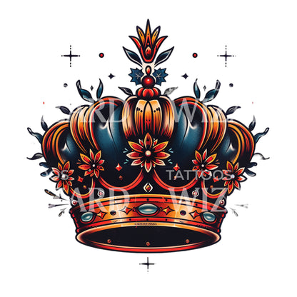 Abundant Royal Crown Tattoo Design