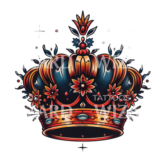 Conception de tatouage de couronne royale abondante
