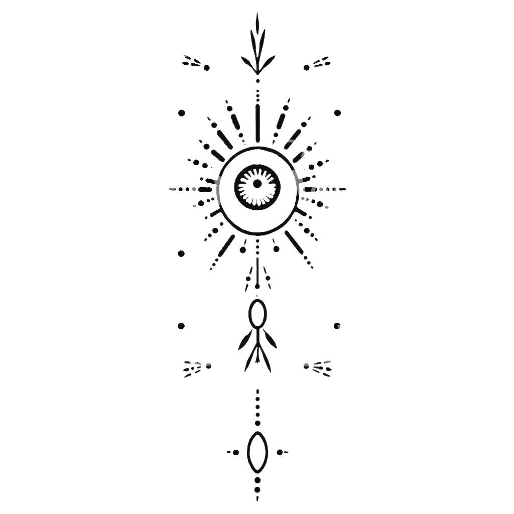 Handpoke Kosmisches Auge Symbol Tattoo Design