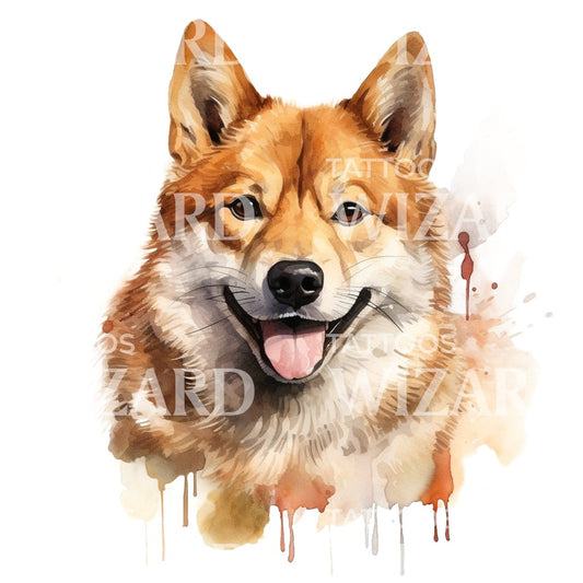 Shiba Inu Dog Portrait Tattoo Design