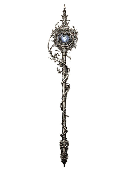 Fantasy Sorcerer Wand Black Tattoo Design