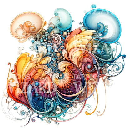 Psychedelic Abstract Shapes Tattoo Design