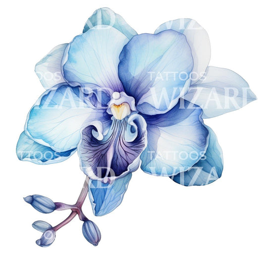 Blaues Orchideen-Tattoo-Design