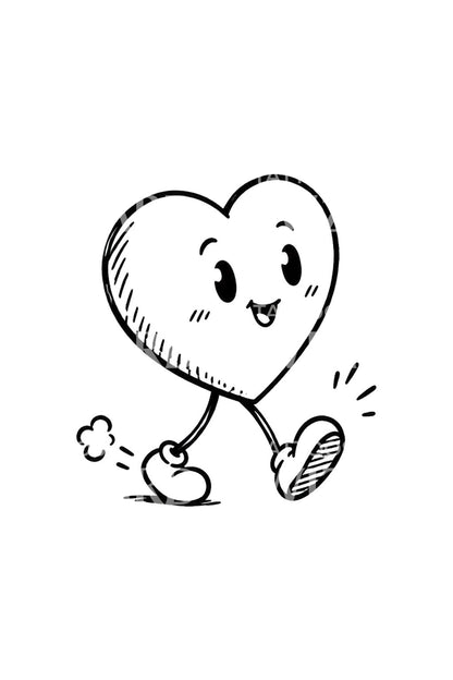 Walking Heart Doodle Tattoo Idea