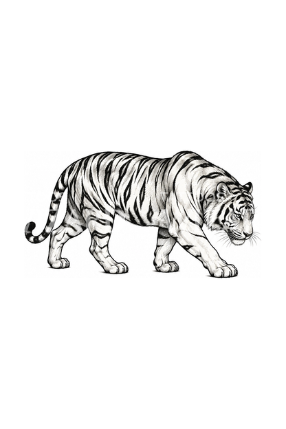 Walking Tiger Pencil Sketch Tattoo