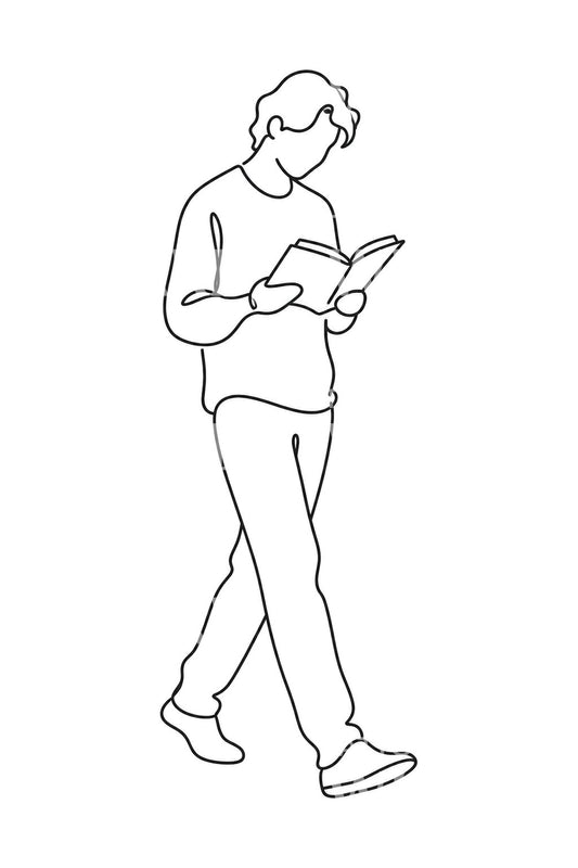 Walking While Reading a Book Tattoo Design