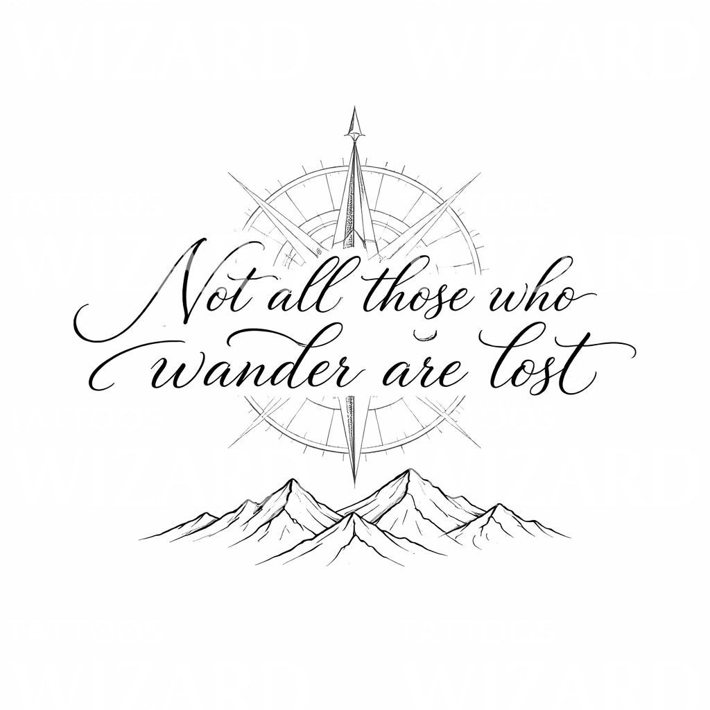 Wander Compass Mountains Tattoo Design