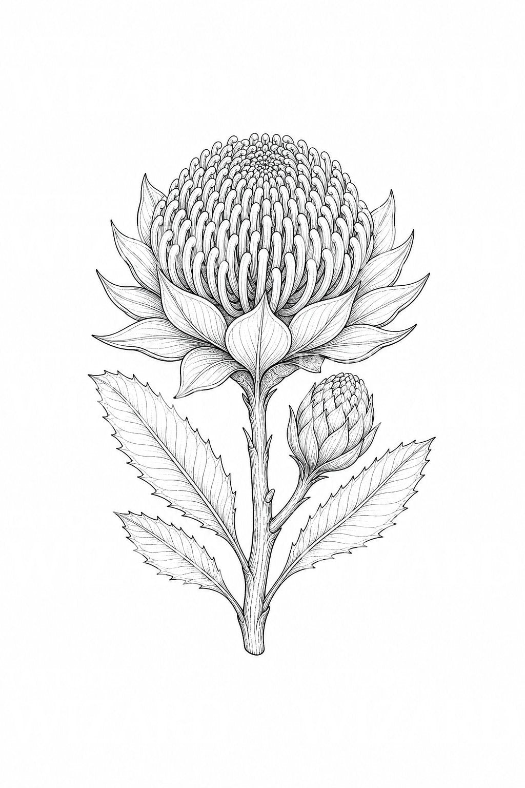 Waratah Flower Head Tattoo Idea