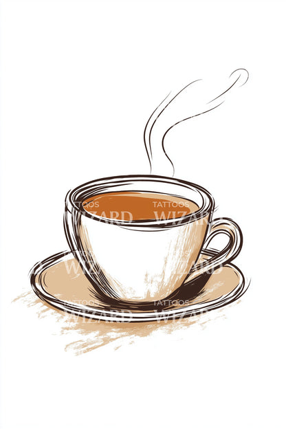 Warm Coffee Cup Tattoo Illustration