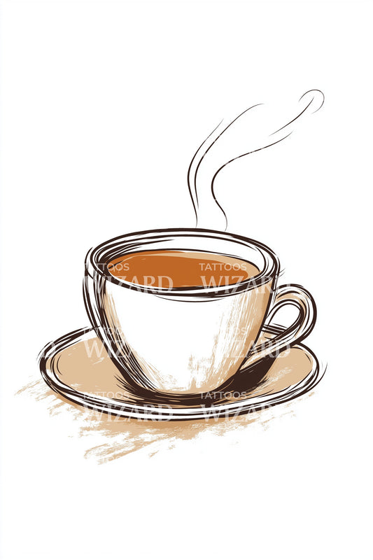 Warm Coffee Cup Tattoo Illustration