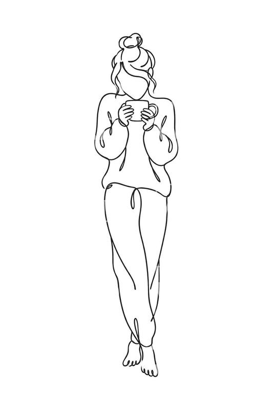 Warm Mug Held Close One Line Tattoo Illustration