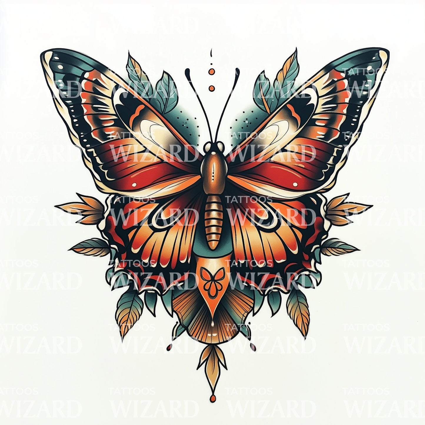 Warm Tones on Intricate Monarch Butterfly Tattoo Design