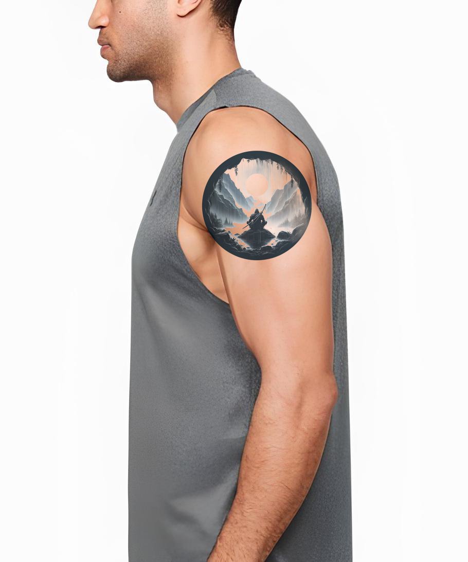 Warrior In The Alpes Tattoo Design