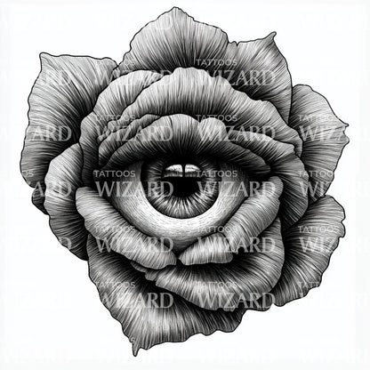 Watchful Eye Rose Tattoo Illustration