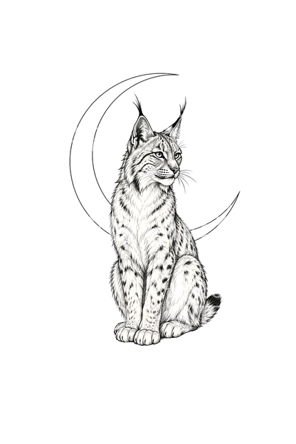 Tato garis lynx waspada dan bulan sabit