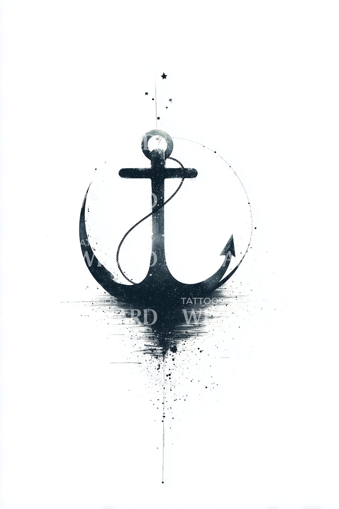 Watercolor Anchor Splash Tattoo Design