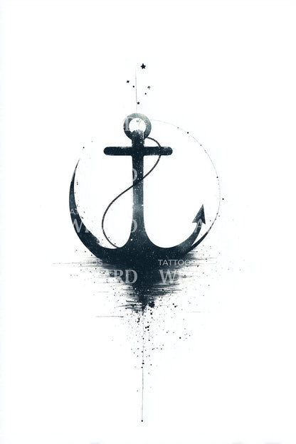 Watercolor Anchor Splash Tattoo Design